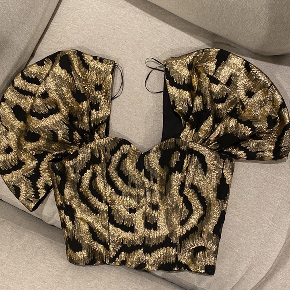 Zara Gold Brocade Top - Picture 3 of 6